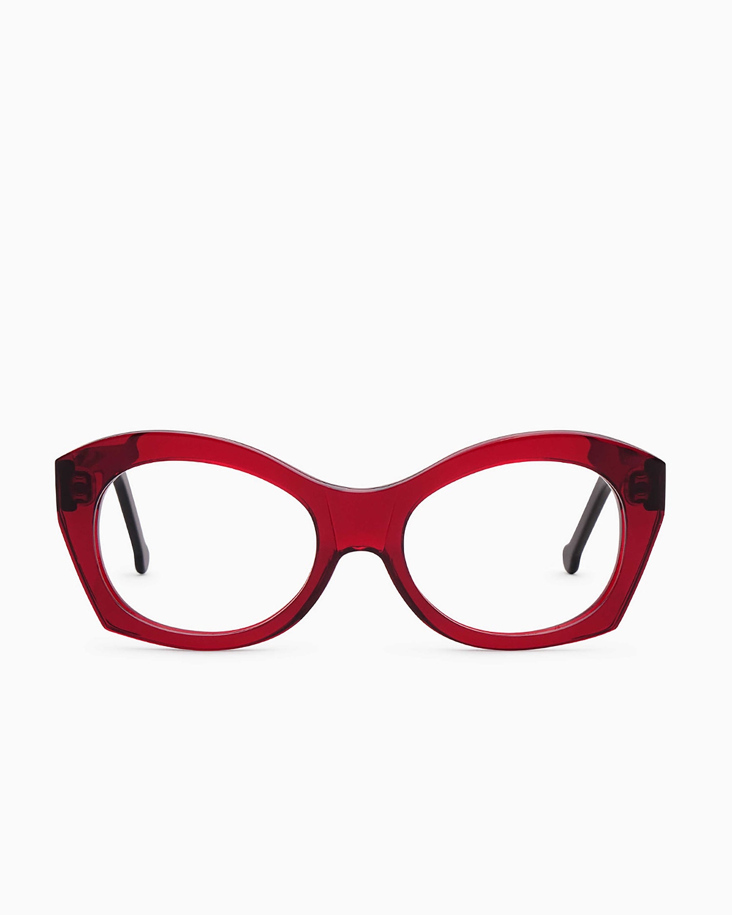 burgundy plastic oval eyeglasses by Marie-Sophie Dion model Arpin, front view, lunettes de vue ovale couleur bourgogne