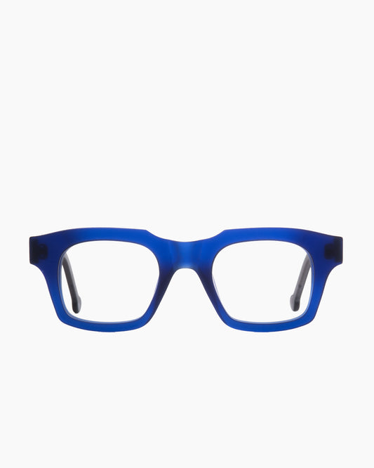 blue plastic rectangle eyeglasses by Marie-Sophie Dion model DiMaria, front view, lunettes de vue rectangle couleur Bleu