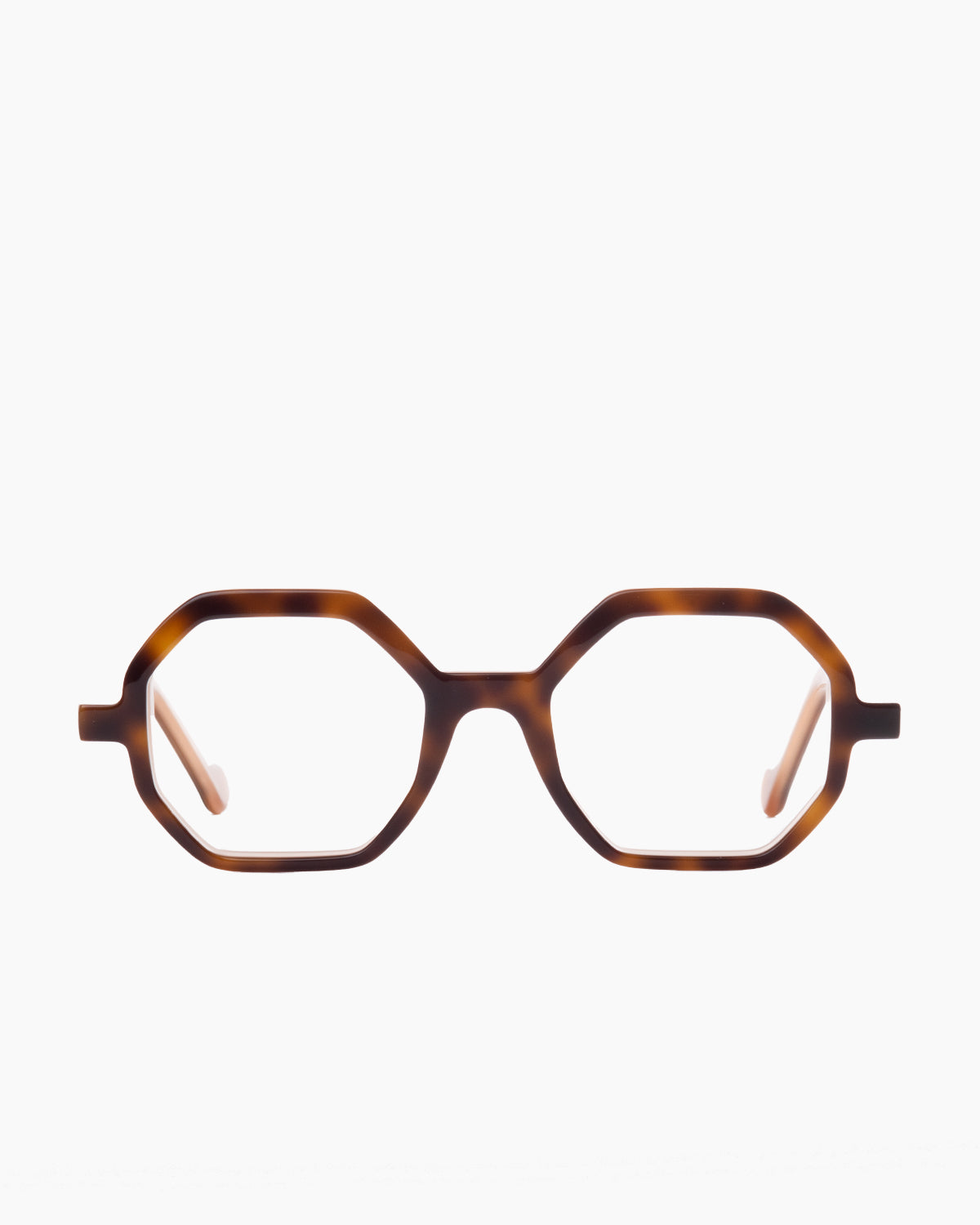 tortoise plastic octogon eyeglasses by Anne et Valentin model Abira, front view, lunettes de vue écaille de tortue octogone