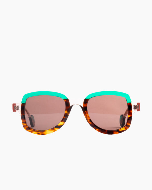 tortoise plastic aviator  sunglassesby Theo model suprematisme, front view, lunettes de vue aviateur couleur écaille de tortue