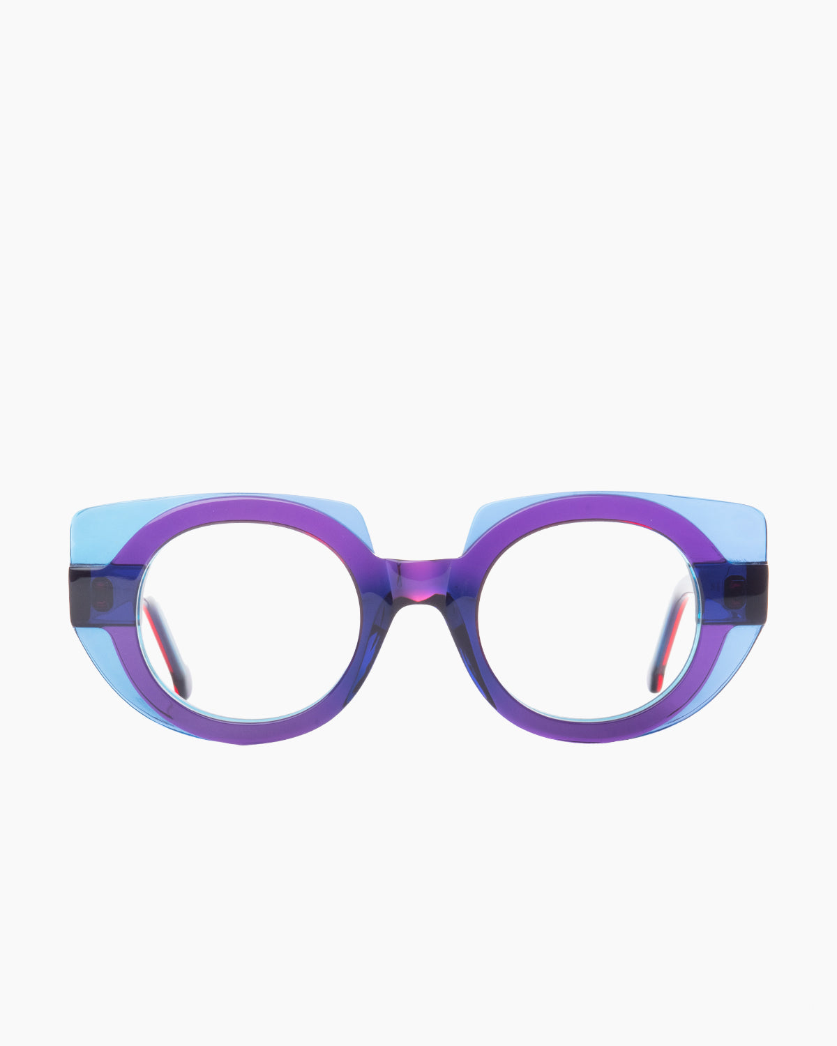 purple plastic round eyeglasses by Marie-Sophie Dion model Lewis, front view, lunettes de vue rond couleur violet