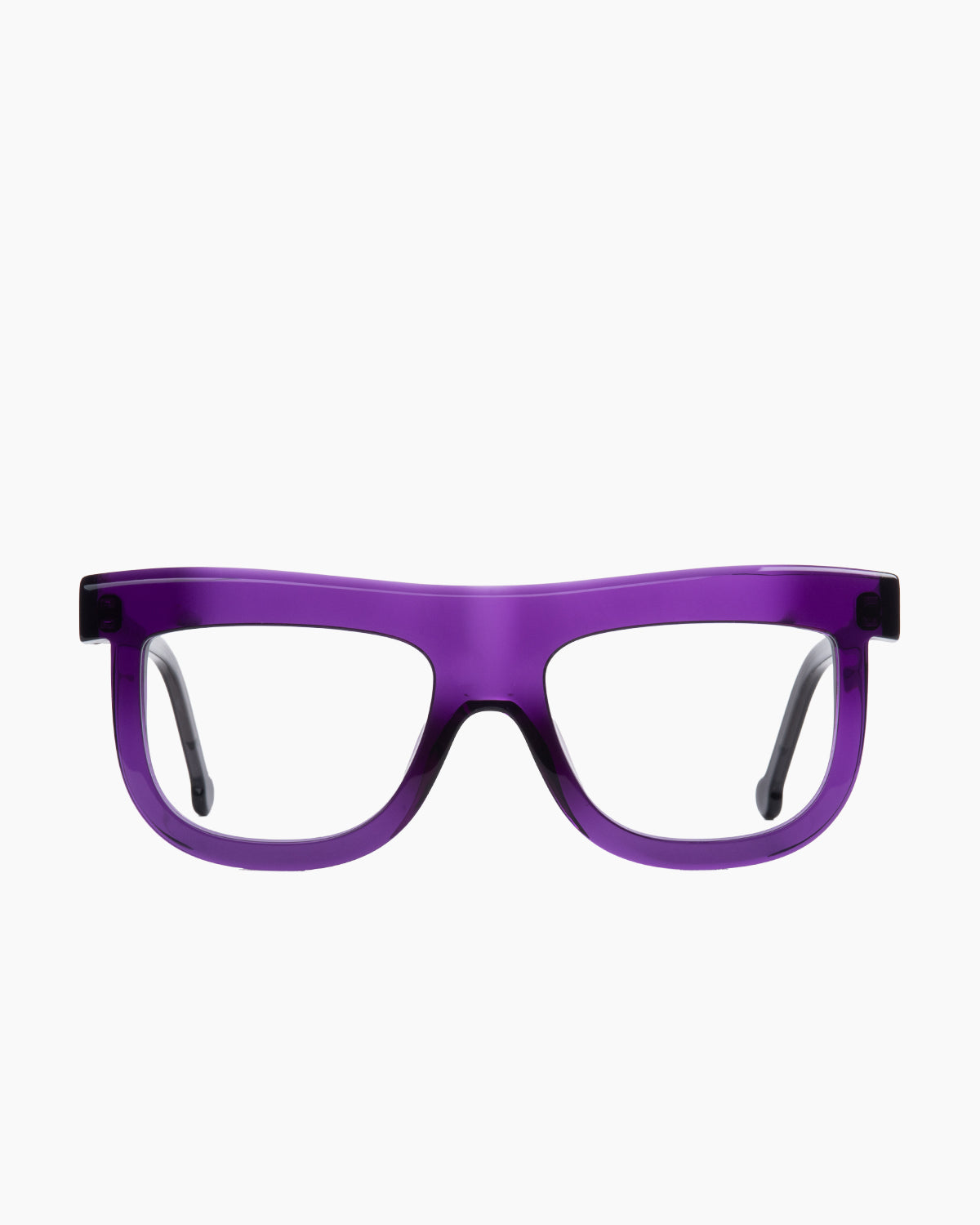 purple plastic aviator eyeglasses by Marie-Sophie Dion model Bessette, front view, lunettes de vue aviateur couleur violet