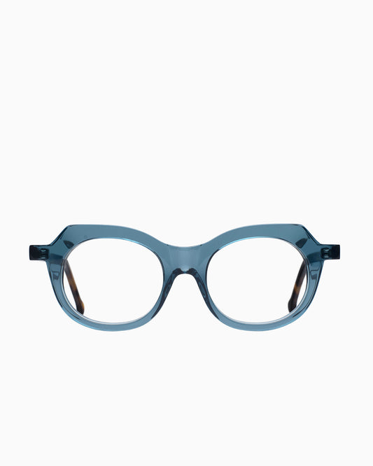 blue plastic oval eyeglasses by Marie-Sophie Dion model Brien, front view, lunettes de vue ovale couleur Bleu