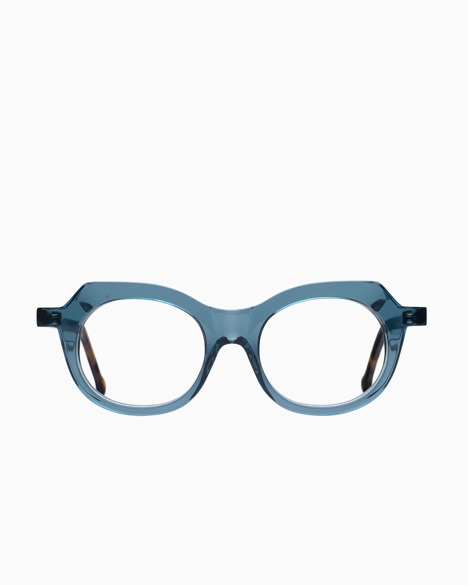blue plastic oval eyeglasses by Marie-Sophie Dion model Brien, front view, lunettes de vue ovale couleur Bleu
