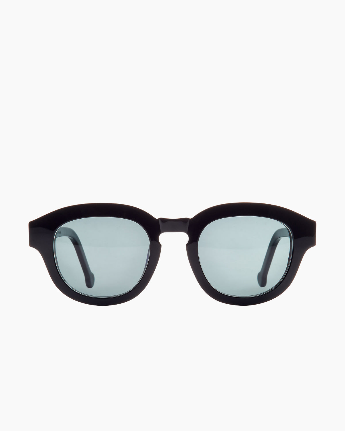 black plastic oval  sunglassesby Marie-Sophie Dion model Scottisun, front view, lunettes de vue ovale couleur Noir