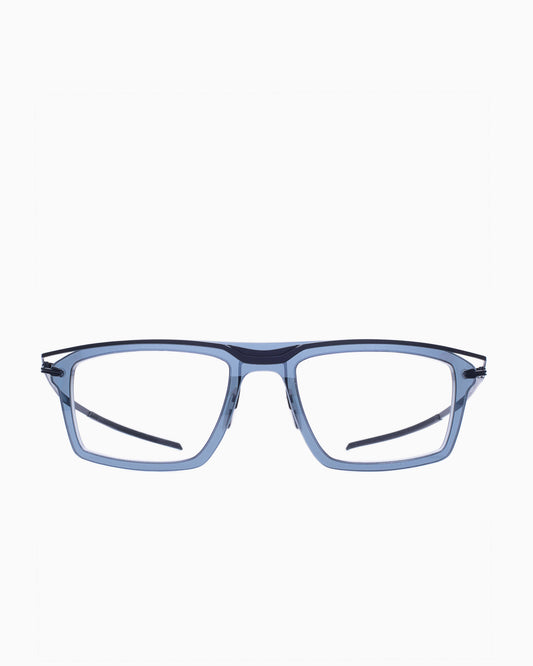 grey metal rectangle eyeglasses by Parasite model Data1, front view, lunettes de vue rectangle couleur Gris