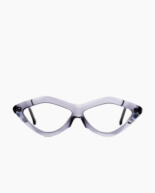 grey plastic triangle eyeglasses by Marie-Sophie Dion model Lorenzo, front view, lunettes de vue triangle couleur gris