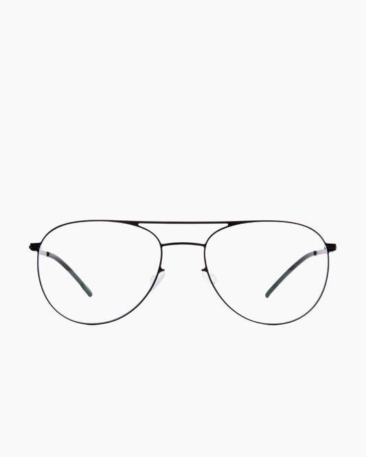 black metal aviator eyeglasses by Mykita model Niken, front view, lunettes de vue aviateur couleur noir