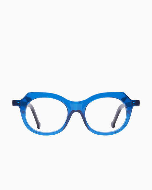 blue plastic oval eyeglasses by Marie-Sophie Dion model Brien, front view, lunettes de vue ovale couleur Bleu