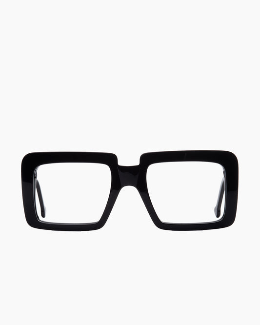 black plastic rectangle by Marie-Sophie Dion model Anto, front view, lunettes de vue rectangle couleur Noir