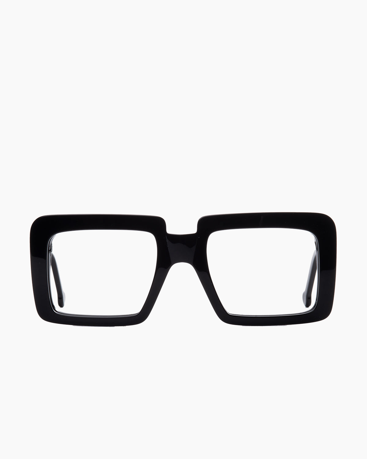 black plastic rectangle  by Marie-Sophie Dion model Anto, front view, lunettes de vue rectangle couleur Noir