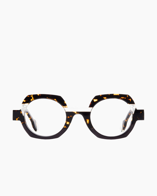 tortoise plastic round eyeglasses by Anne et Valentin model Hehe, front view, lunettes de vue rond couleur écaille de tortue