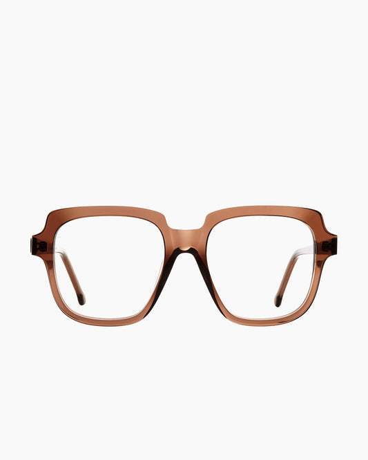 brown plastic rectangle eyeglasses by Marie-Sophie Dion model Andrews, front view, lunettes de vue rectangle couleur brun