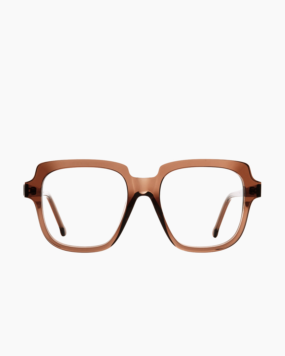 brown plastic rectangle eyeglasses by Marie-Sophie Dion model Andrews, front view, lunettes de vue rectangle couleur brun