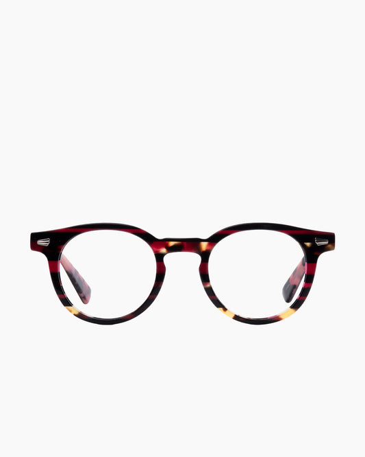 tortoise plastic round eyeglasses by Evolve model drew, front view, lunettes de vue rond couleur écaille de tortue