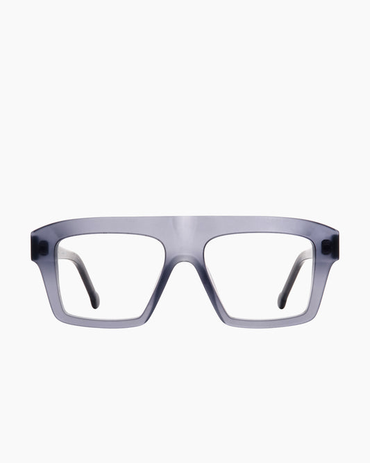 grey plastic rectangle eyeglasses by Marie-Sophie Dion model Buxwood, front view, lunettes de vue rectangle couleur gris