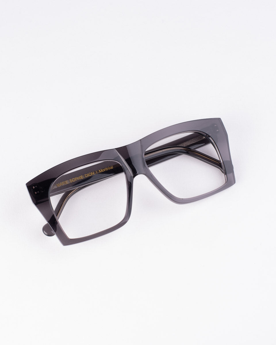 grey plastic rectangle eyeglasses by Marie-Sophie Dion model Minier, front view, lunettes de vue rectangle couleur Gris
