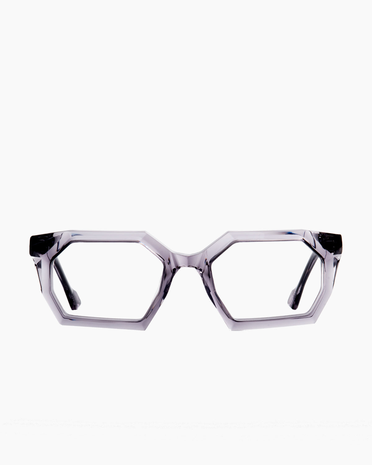 grey plastic octogon eyeglasses by Yohji Yamamoto model Look012, front view, lunettes de vue octogone couleur gris