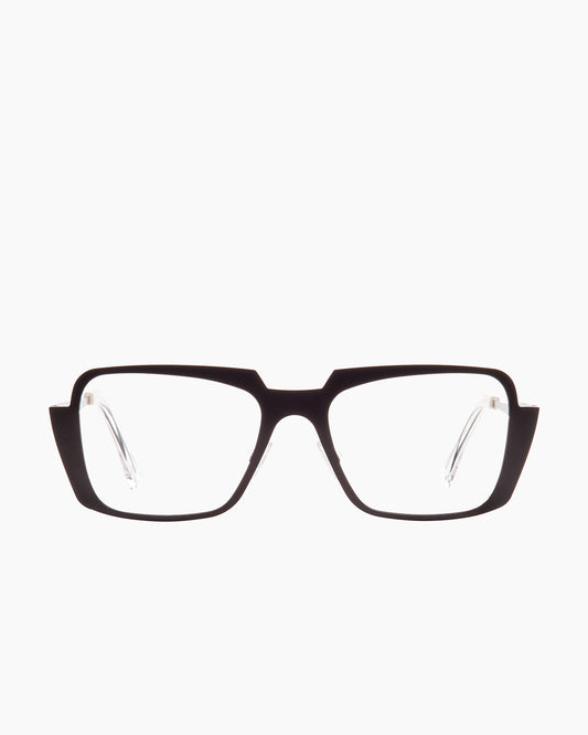 brown metal rectangle eyeglasses by Theo model Demain, front view, lunettes de vue rectangle couleur brun