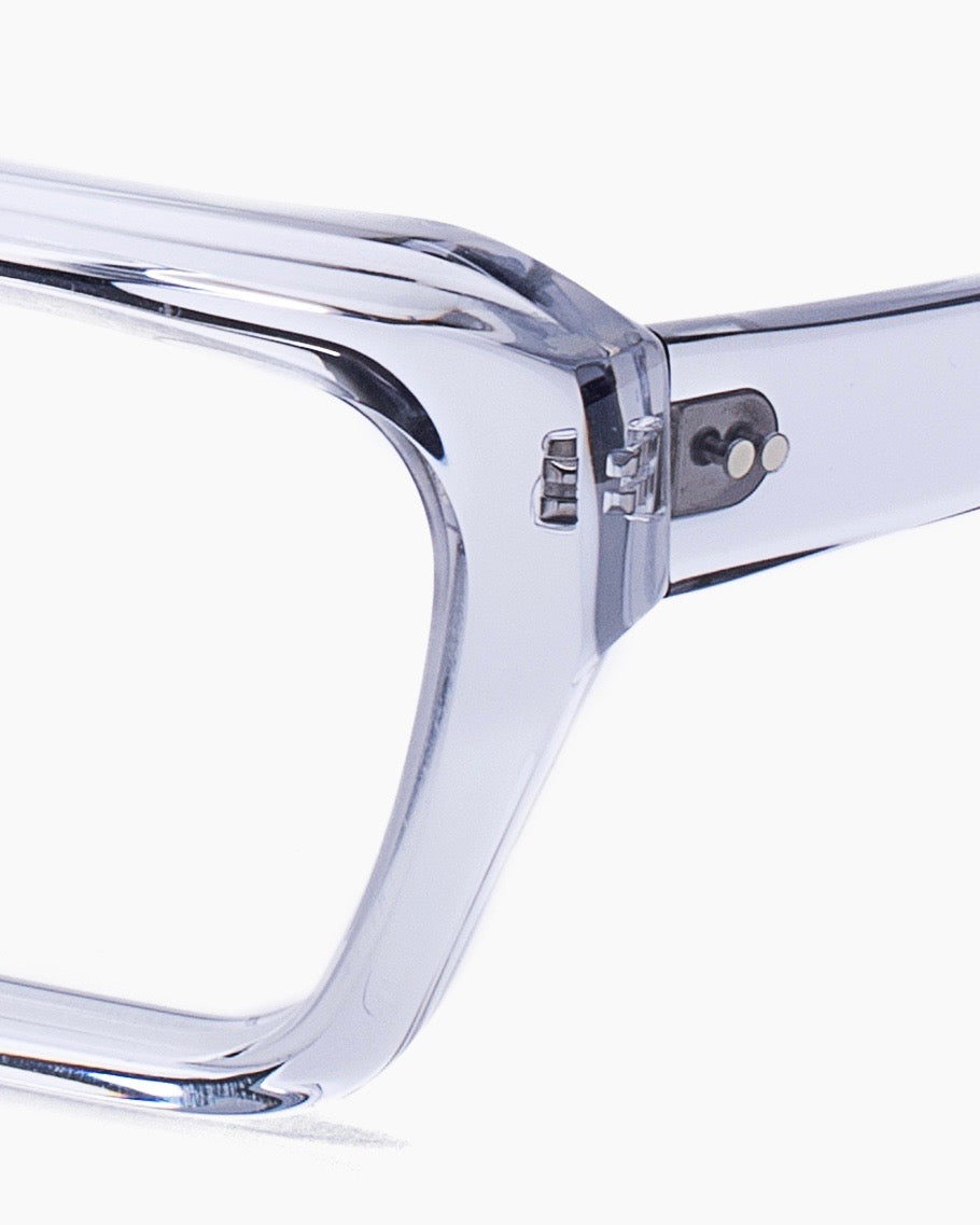 silver plastic rectangle eyeglasses by Kirk&Kirk model Neville, front view, lunettes de vue rectangle couleur argent