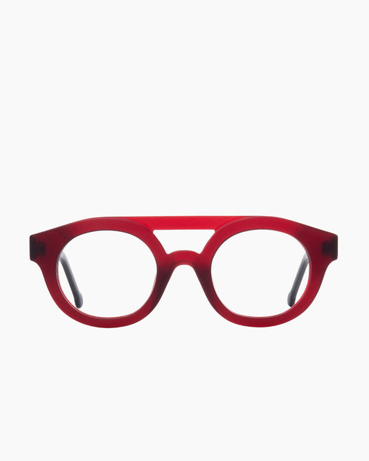 burgundy plastic round eyeglasses by Marie-Sophie Dion model Manson, front view, lunettes de vue rond couleur bourgogne