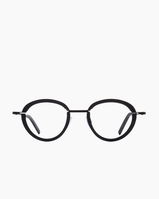 black metal oval eyeglasses by Theo model Sensational, front view, lunettes de vue ovale couleur noir