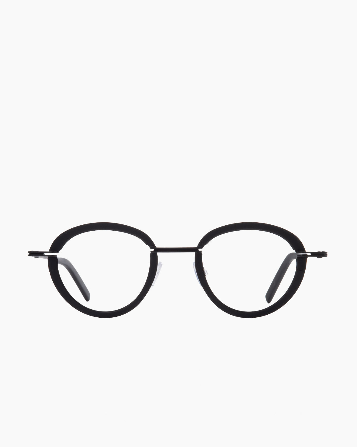 black metal oval eyeglasses by Theo model Sensational, front view, lunettes de vue ovale couleur noir