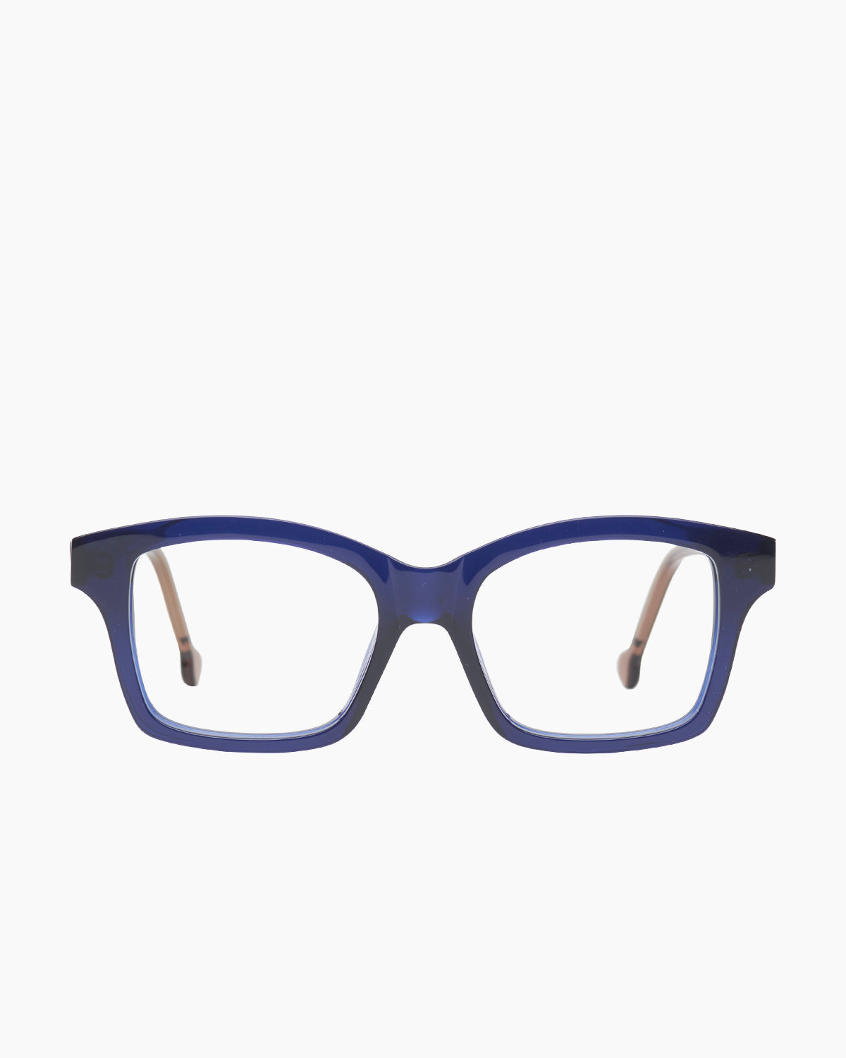 blue plastic butterfly eyeglasses by Marie-Sophie Dion model Giguere, front view, lunettes de vue papillon couleur Bleu