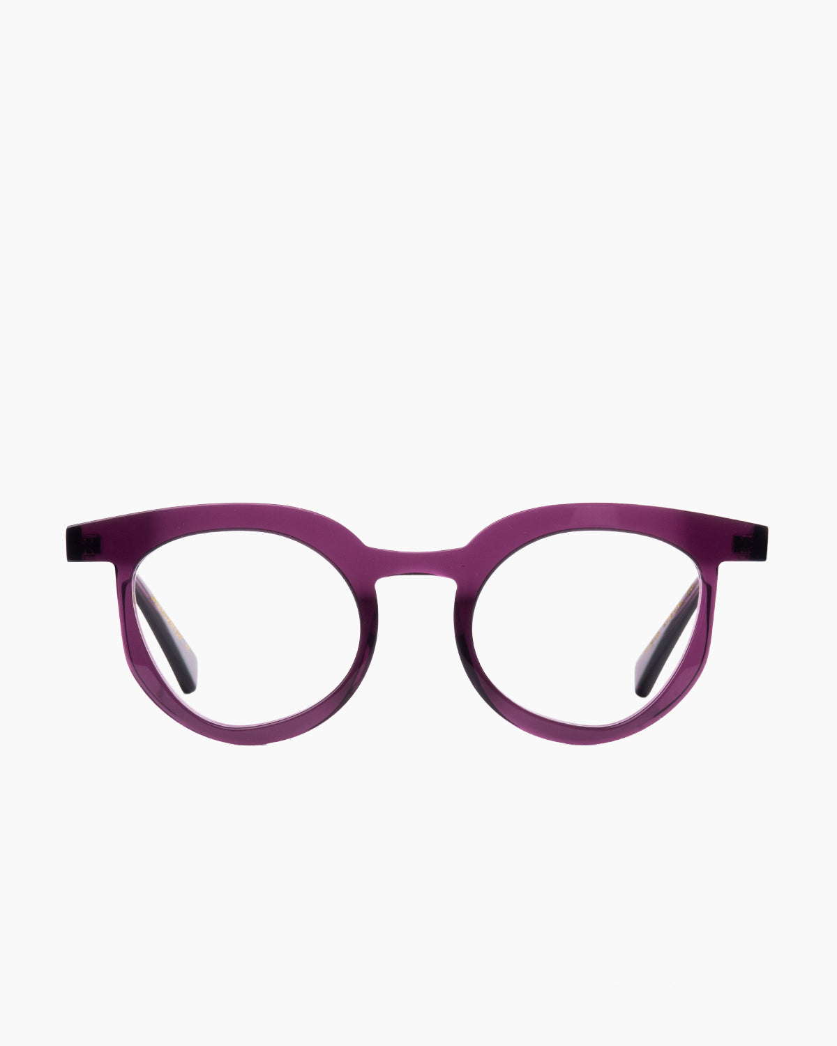 purple plastic cat eyeglasses by Gamine model stjeancapferrat kids, front view, lunettes de vue chat couleur violet