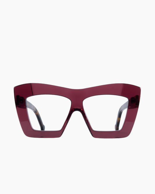 purple plastic rectangle eyeglasses by Marie-Sophie Dion model Archer, front view, lunettes de vue rectangle couleur violet