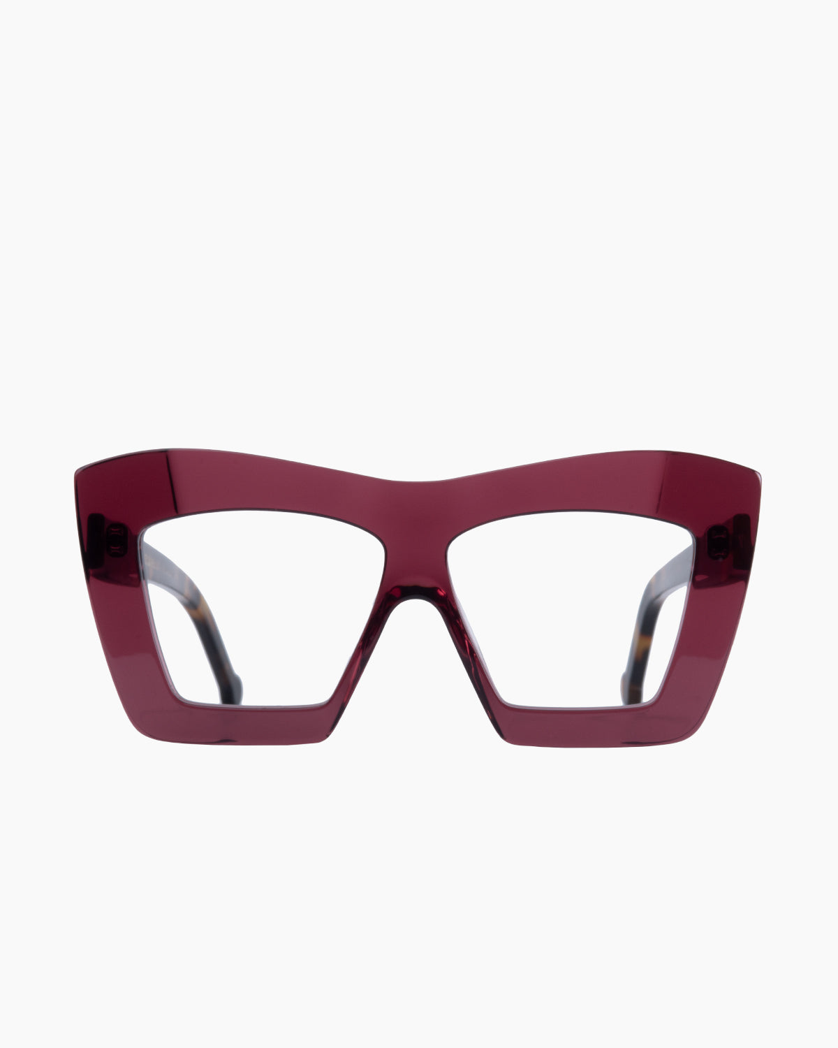 purple plastic rectangle eyeglasses by Marie-Sophie Dion model Archer, front view, lunettes de vue rectangle couleur violet