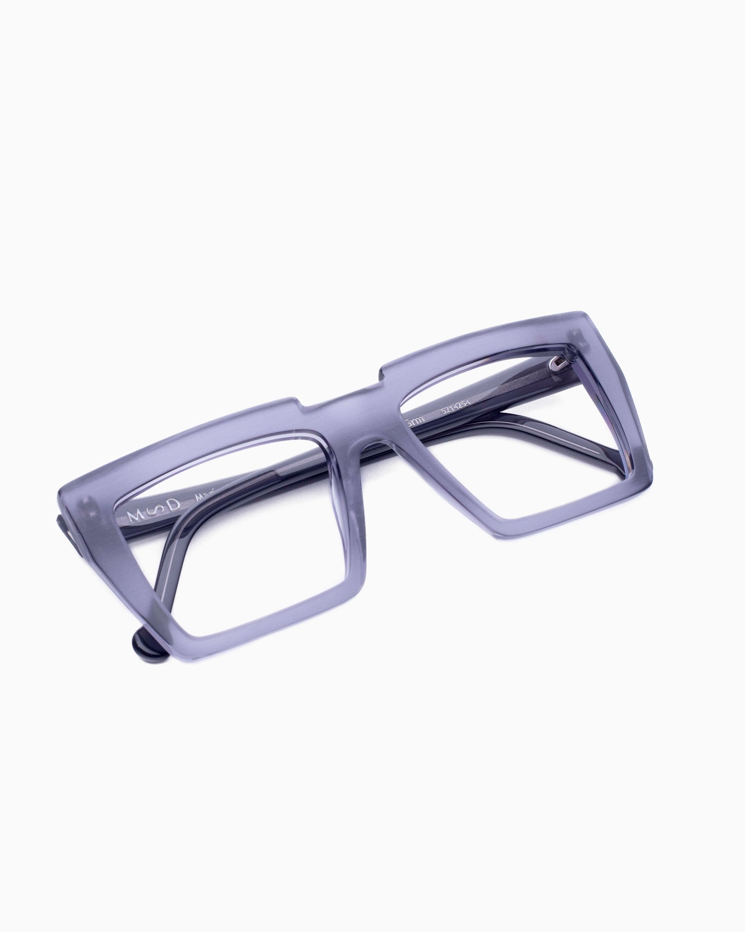 grey plastic rectangle  by Marie-Sophie Dion model Bolduc, front view, lunettes de vue rectangle couleur Gris