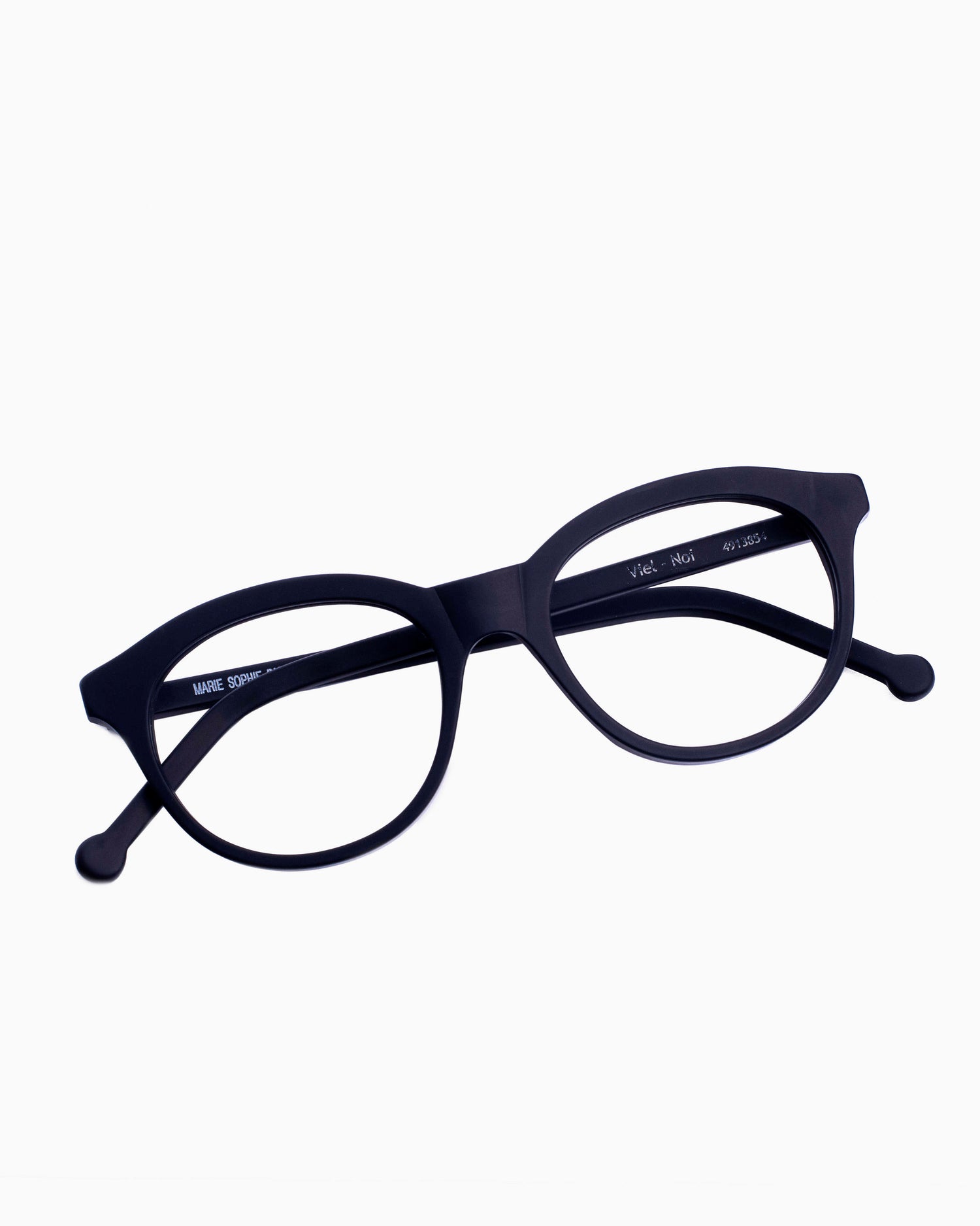 black plastic oval eyeglasses by Marie-Sophie Dion model Viel, front view, lunettes de vue ovale couleur Noir
