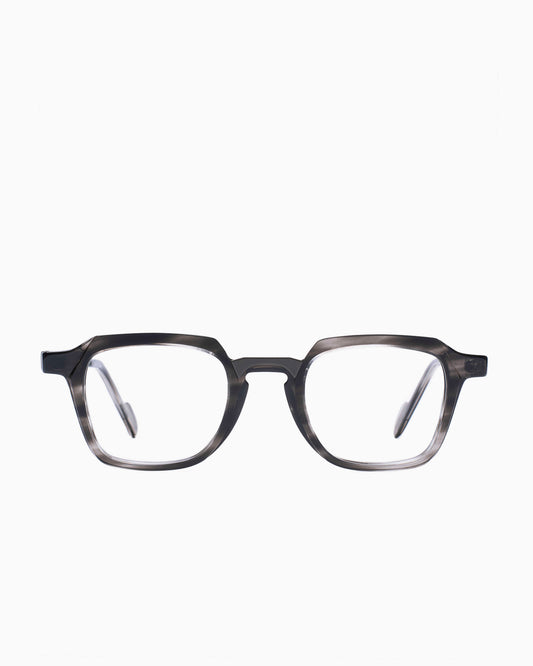 grey plastic rectangle eyeglasses by Anne et Valentin model Henri, front view, lunettes de vue rectangle couleur Gris