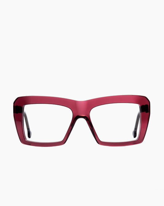 purple plastic rectangle eyeglasses by Marie-Sophie Dion model Forest, front view, lunettes de vue rectangle couleur violet
