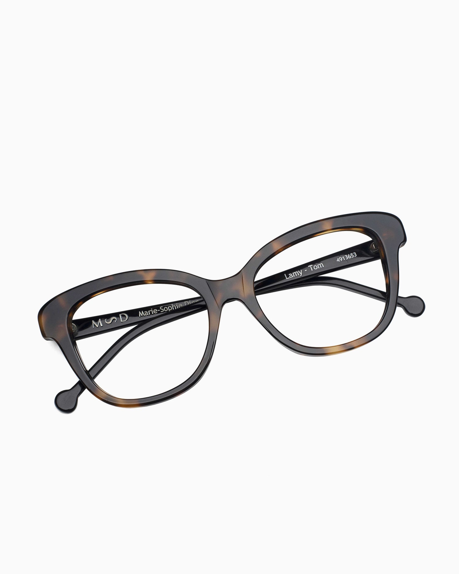 tortoise plastic butterfly eyeglasses by Marie-Sophie Dion model Lamy, front view, lunettes de vue papillon couleur Écaille de tortue