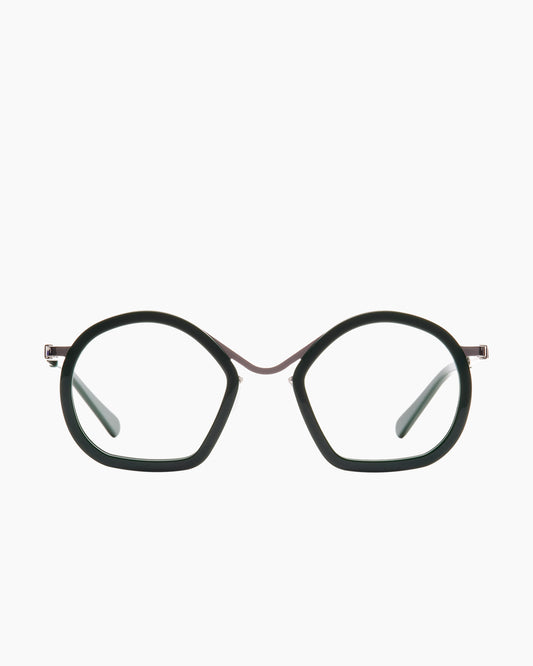 green metal oval eyeglasses by Gamine model Lombard Street, front view, lunettes de vue ovale couleur vert