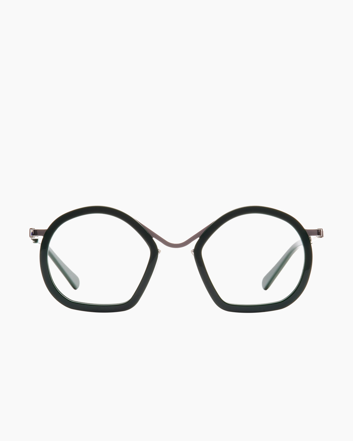 green metal oval eyeglasses by Gamine model Lombard Street, front view, lunettes de vue ovale couleur vert