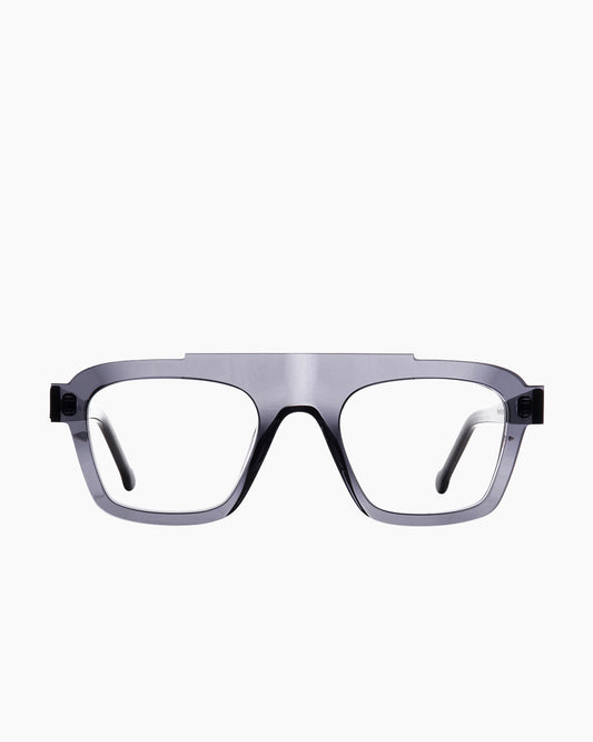 grey plastic rectangle eyeglasses by Marie-Sophie Dion model Nedelcup, front view, lunettes de vue rectangle couleur gris