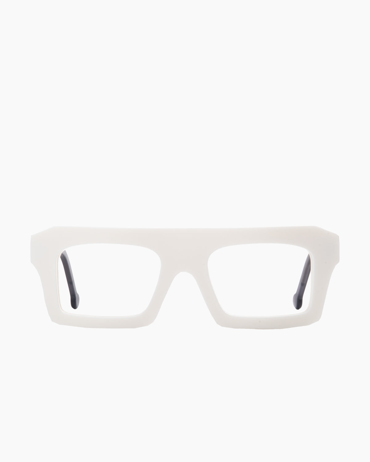 white plastic rectangle eyeglasses by Marie-Sophie Dion model Boutros, front view, lunettes de vue rectangle couleur blanc
