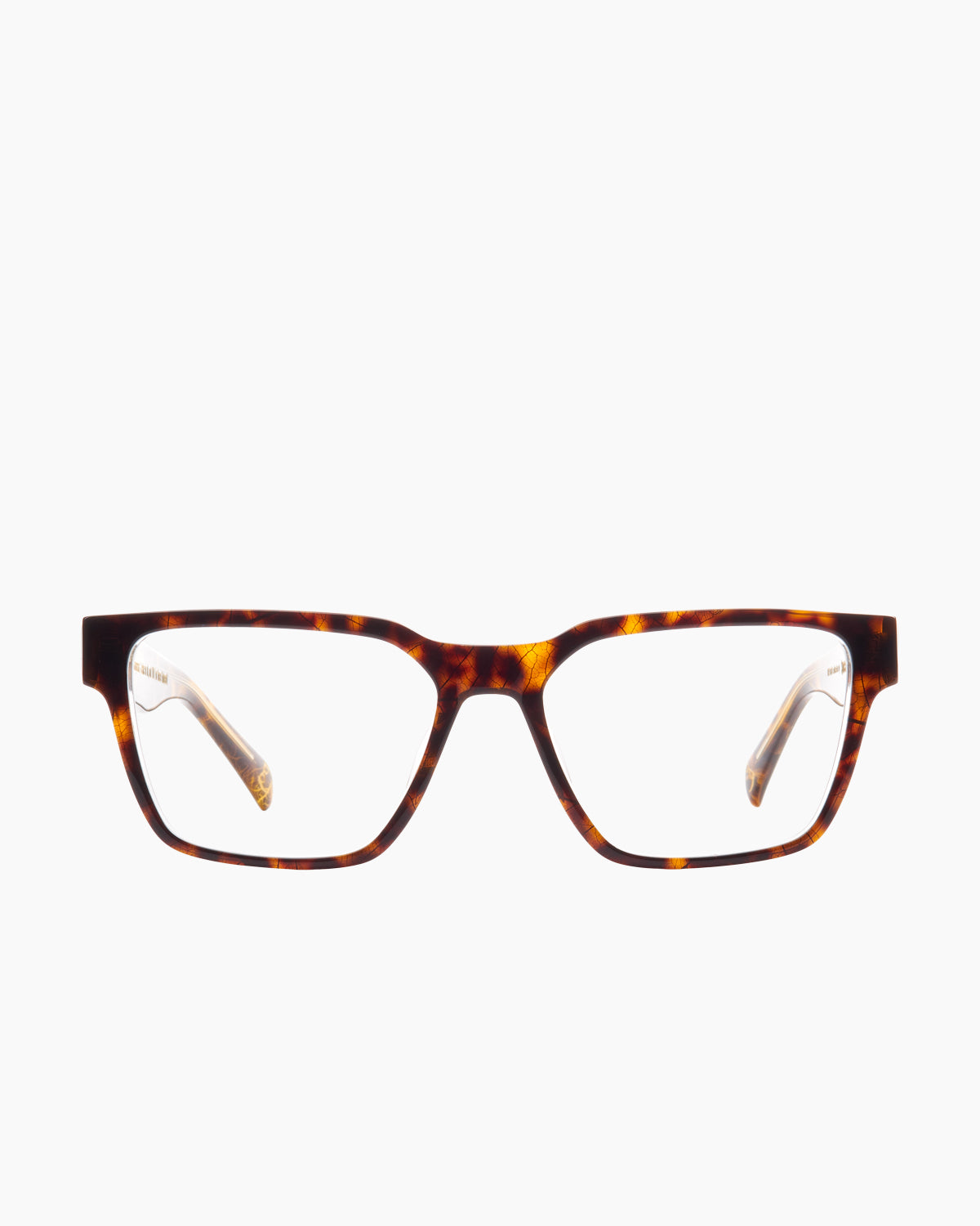 tortoise plastic rectangle eyeglasses by Spectacleeyeworks model Rumi, front view, lunettes de vue rectangle couleur écaille de tortue