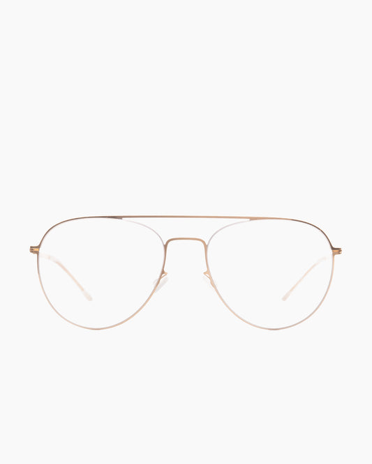 gold metal aviator eyeglasses by Mykita model Eero, front view, lunettes de vue aviateur couleur or