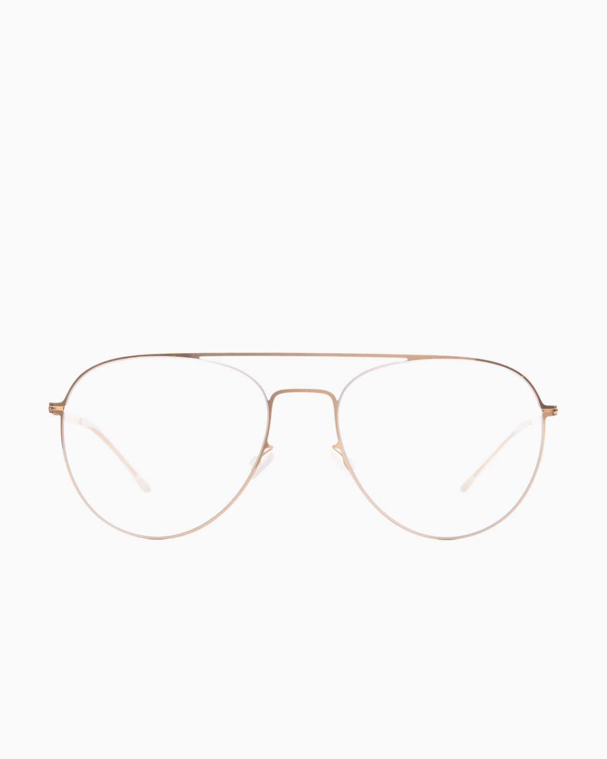 gold metal aviator eyeglasses by Mykita model Eero, front view, lunettes de vue aviateur couleur or