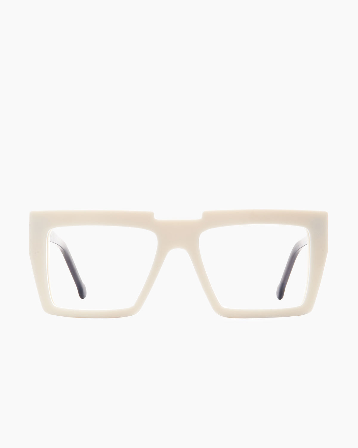 white plastic rectangle eyeglasses by Marie-Sophie Dion model Bolduc, front view, lunettes de vue rectangle couleur blanc
