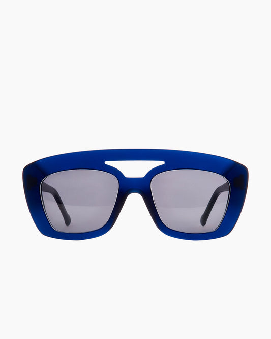 blue plastic aviator eyeglasses by Marie-Sophie Dion model Nelsonp, front view, lunettes de vue aviateur couleur Bleu