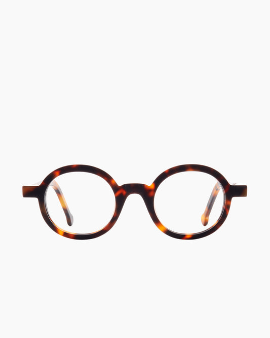 tortoise plastic round eyeglasses by Marie-Sophie Dion model Kimpton, front view, lunettes de vue rond couleur écaille de tortue