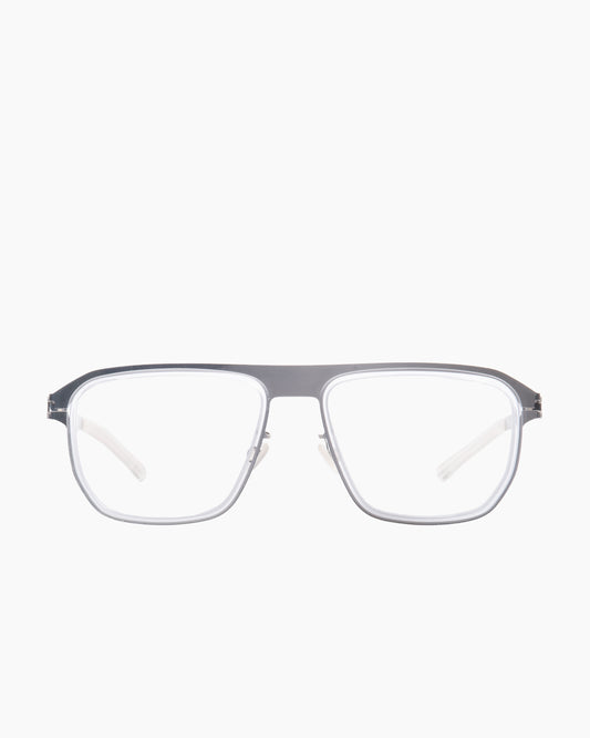 crystal metal rectangle eyeglasses by Mykita model WALKER, front view, lunettes de vue rectangle couleur cristal