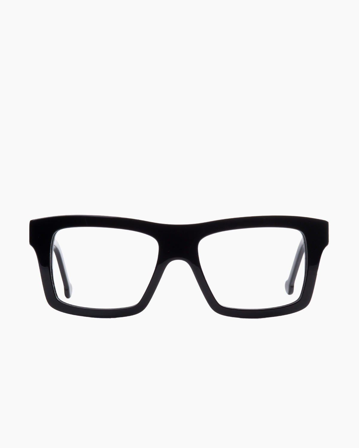 black plastic rectangle eyeglasses by Marie-Sophie Dion model HeraldSp, front view, lunettes de vue rectangle couleur Noir