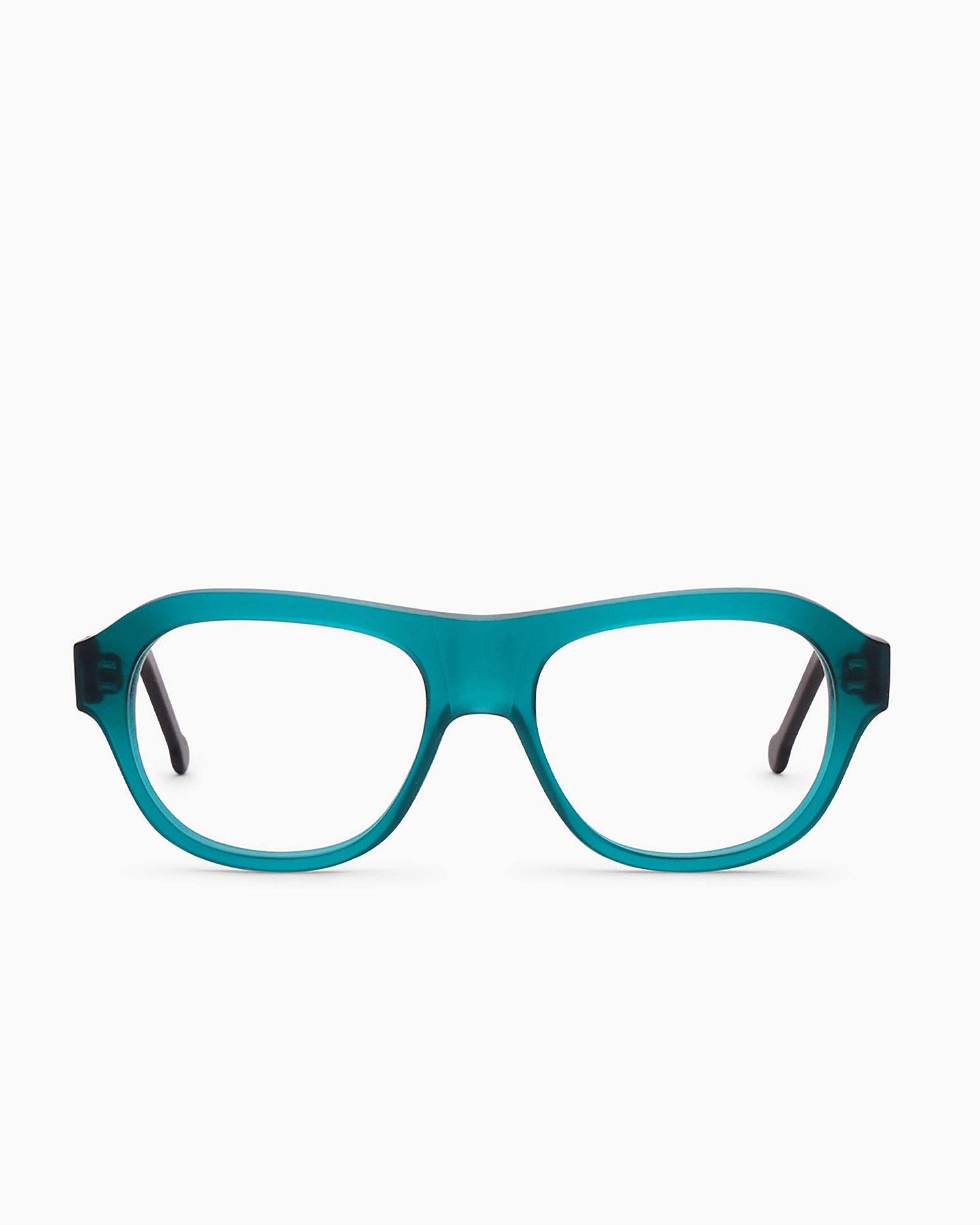 green plastic aviator eyeglasses by Marie-Sophie Dion model Alain, front view, lunettes de vue aviateur couleur Vert