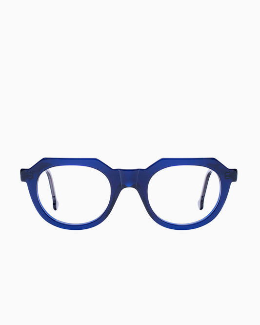 blue plastic oval eyeglasses by Marie-Sophie Dion model Boutcheri, front view, lunettes de vue ovale couleur Bleu